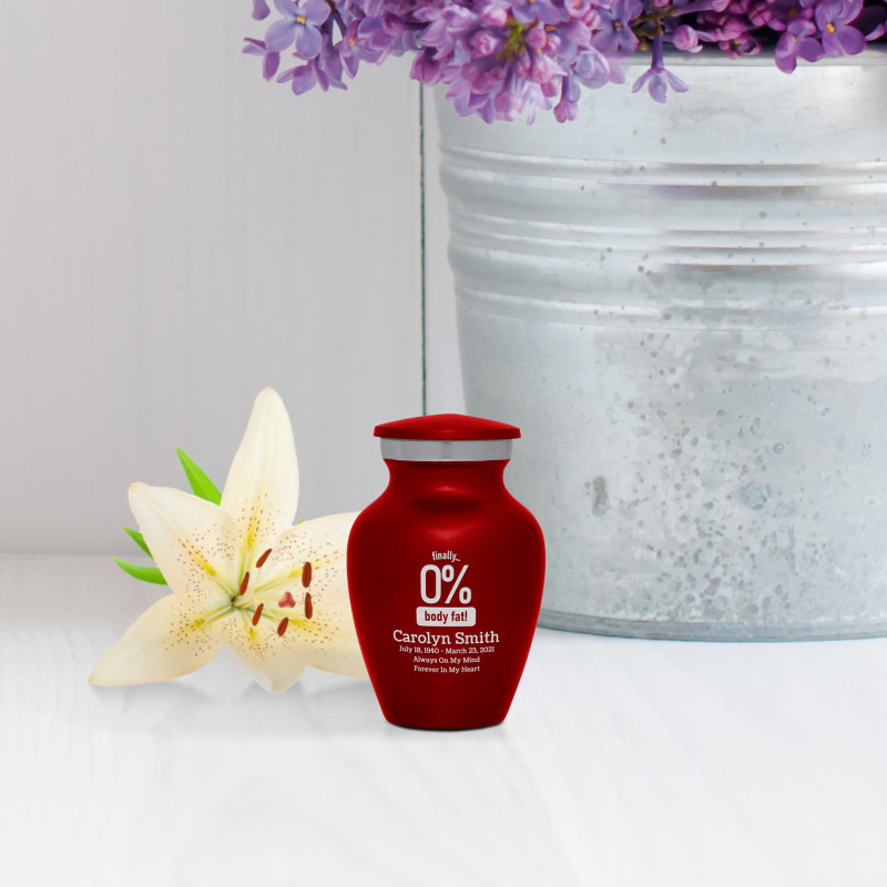 Zero Percent Body Fat Keepsake Urn - Ruby Red