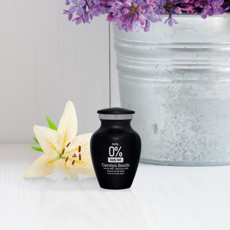 Zero Percent Body Fat Keepsake Urn - Jet Black