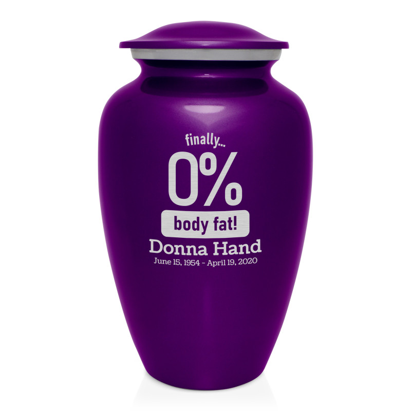 Zero Percent Body Fat Cremation Urn - Purple Luster