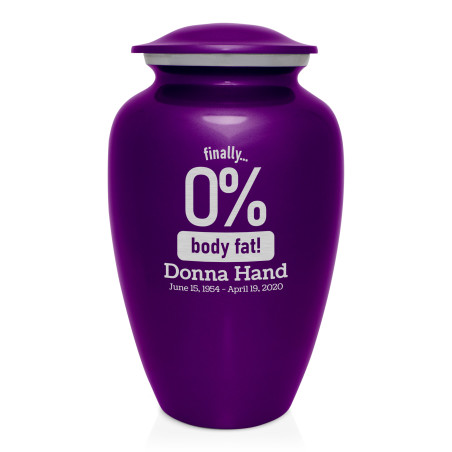 Zero Percent Body Fat Cremation Urn - Purple Luster