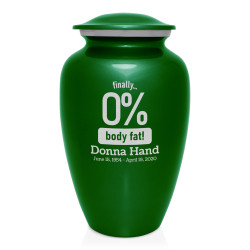 Zero Percent Body Fat Cremation Urn - Shamrock Green