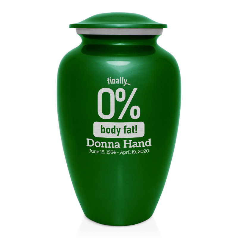 Zero Percent Body Fat Cremation Urn - Shamrock Green