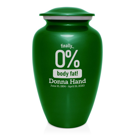 Zero Percent Body Fat Cremation Urn - Shamrock Green