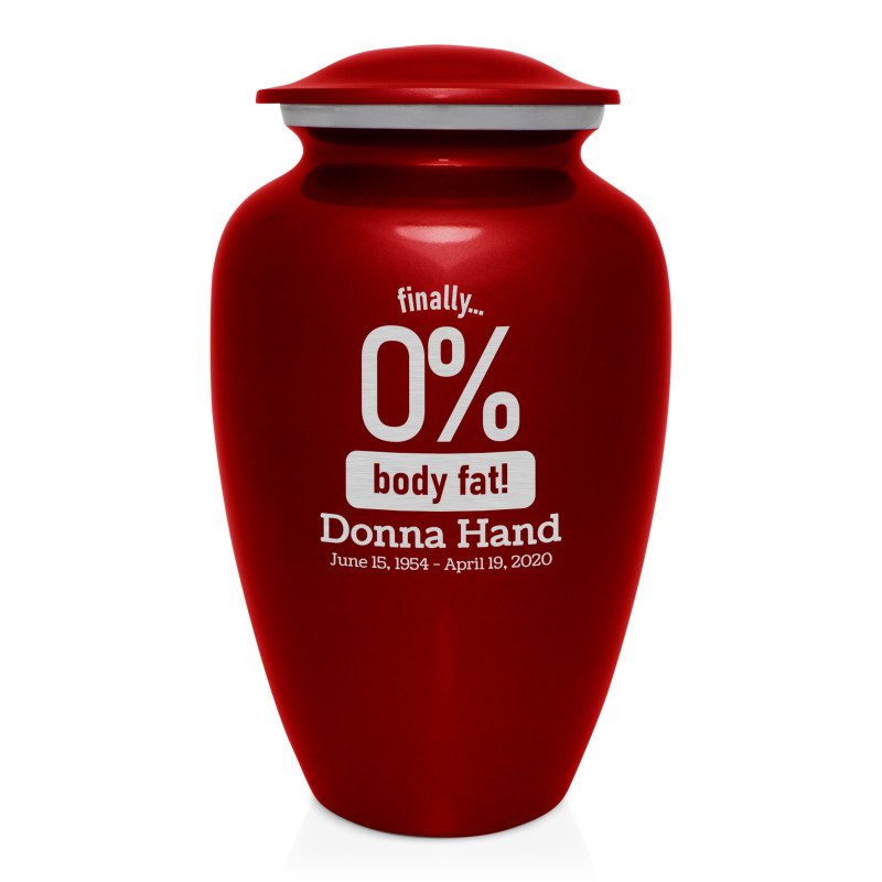 Zero Percent Body Fat Cremation Urn - Ruby Red