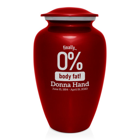 Zero Percent Body Fat Cremation Urn - Ruby Red