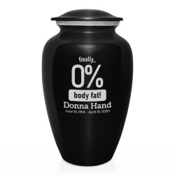 Zero Percent Body Fat Cremation Urn - Jet Black