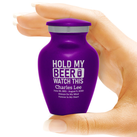 Hold My Beer Watch This Keepsake Urn - Purple Luster
