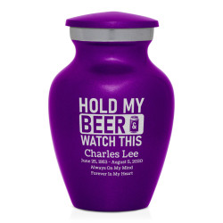 Hold My Beer Watch This Keepsake Urn - Purple Luster