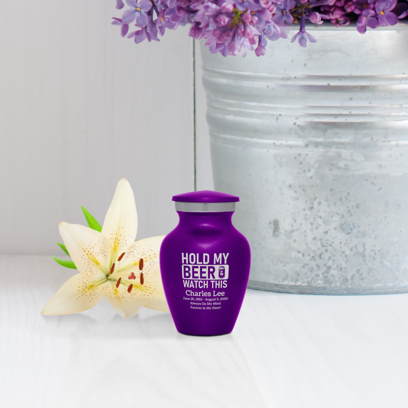 Hold My Beer Watch This Keepsake Urn - Purple Luster