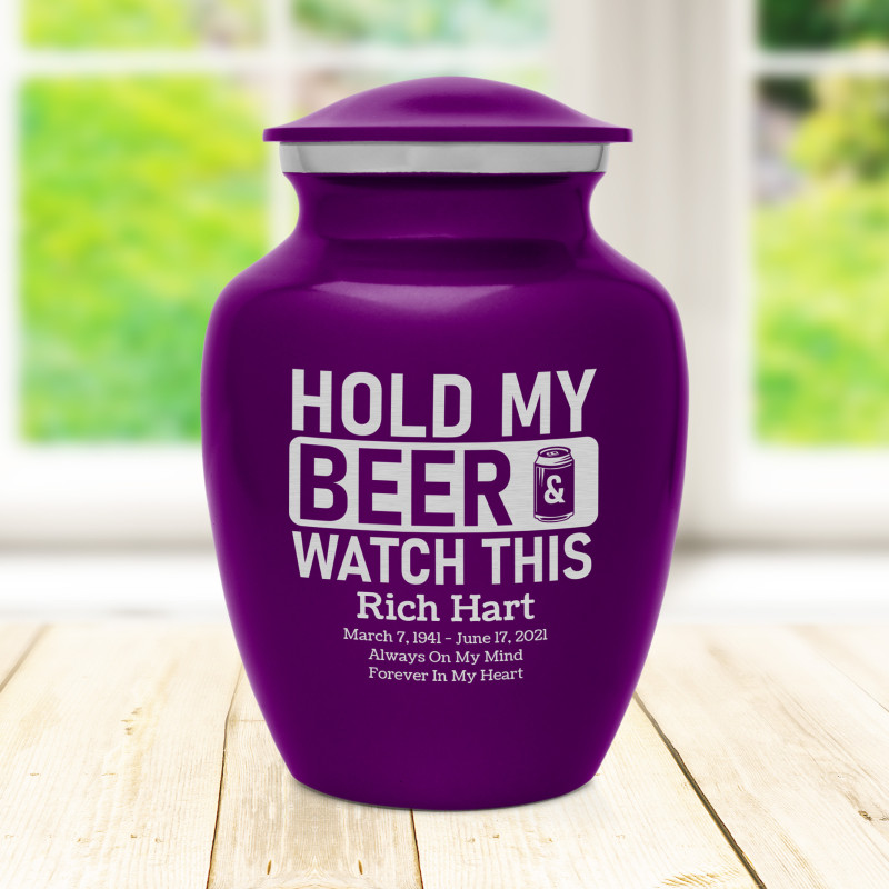 Hold My Beer Watch This Sharing Urn - Purple Luster