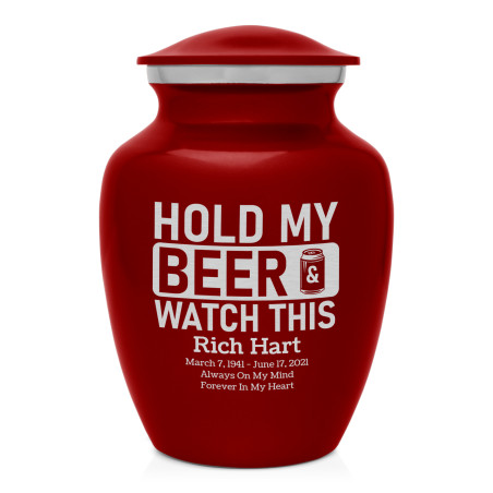 Hold My Beer Watch This Sharing Urn - Ruby Red