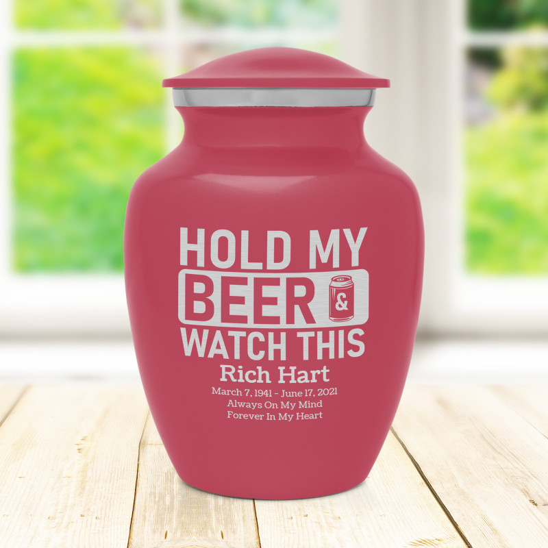 Hold My Beer Watch This Sharing Urn - Rose Pink