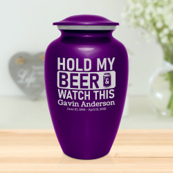 Hold My Beer Watch This Cremation Urn - Purple Luster