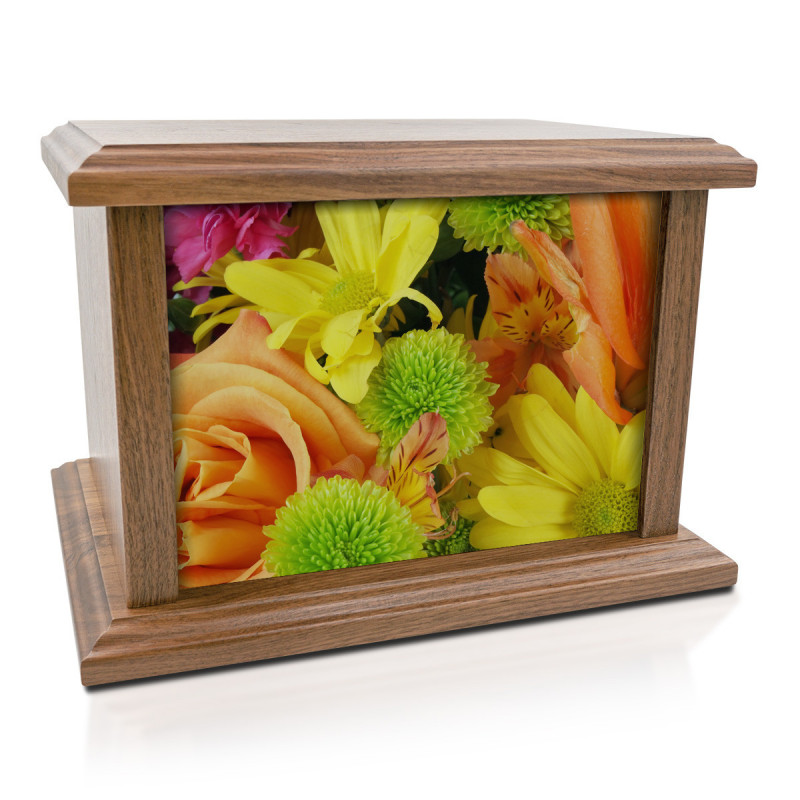Flowers Cremation Urn - Prestige Walnut