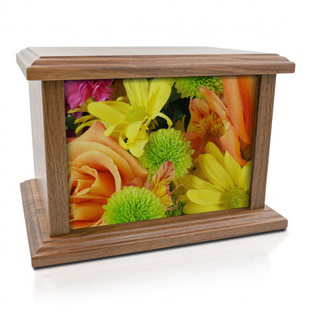 Flowers Cremation Urn - Prestige Walnut