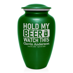 Hold My Beer Watch This Cremation Urn - Shamrock Green