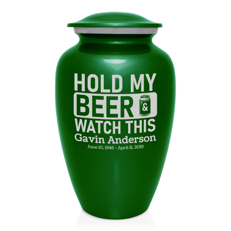Hold My Beer Watch This Cremation Urn - Shamrock Green