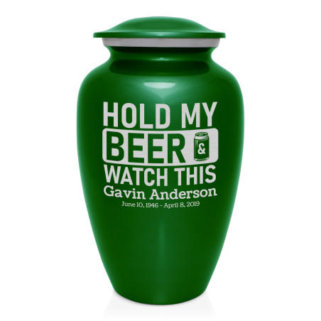Hold My Beer Watch This Cremation Urn - Shamrock Green