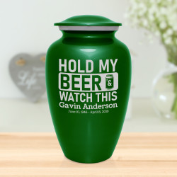 Hold My Beer Watch This Cremation Urn - Shamrock Green