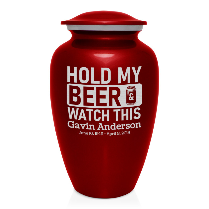 Hold My Beer Watch This Cremation Urn - Ruby Red