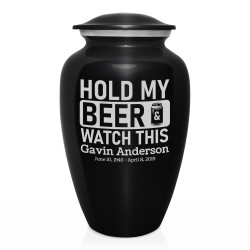 Hold My Beer Watch This Cremation Urn - Jet Black