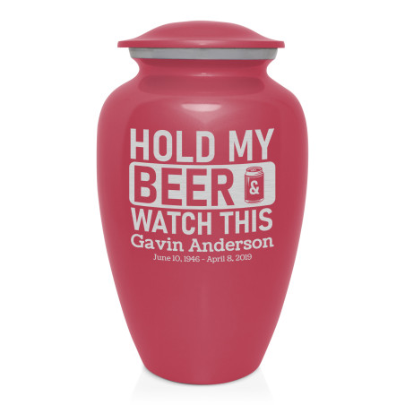 Hold My Beer Watch This Cremation Urn - Rose Pink