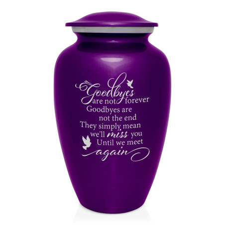 Goodbyes Are Not Forever Cremation Urn - Purple Luster