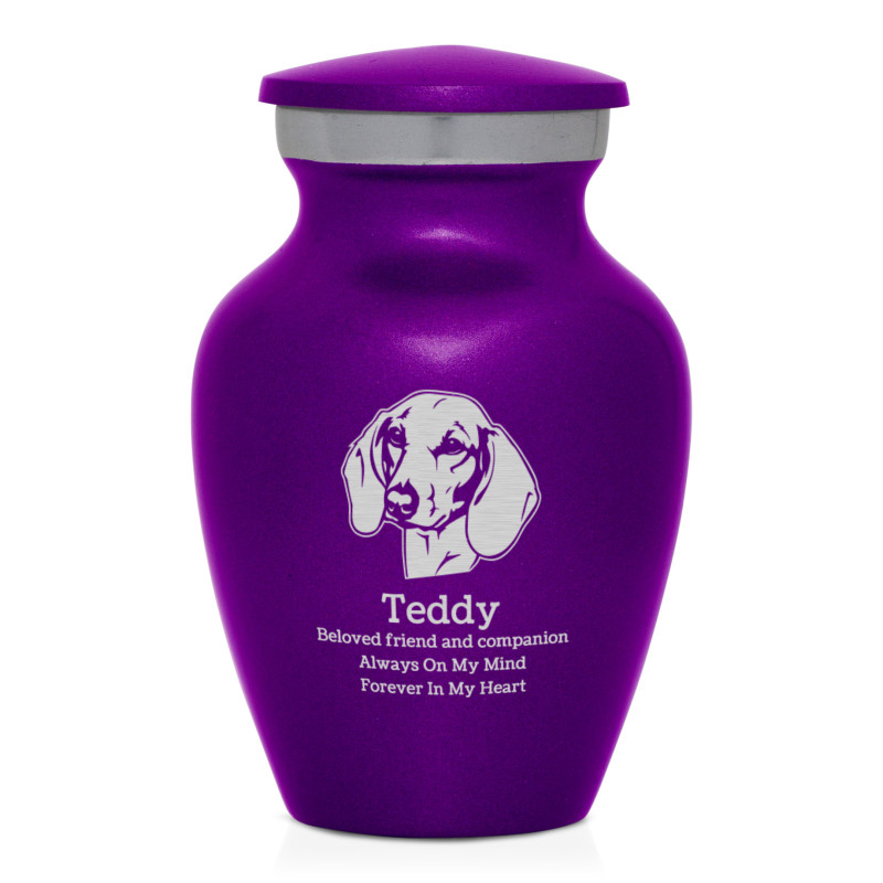 Keepsake Shorthaired Dachshund Pet Cremation Urn - Purple Luster