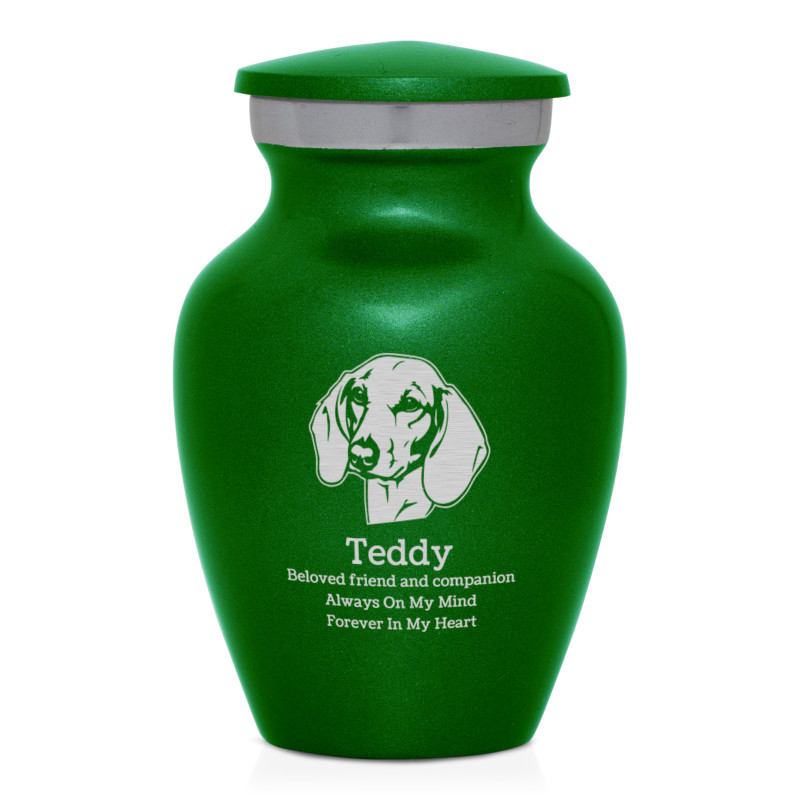 Keepsake Shorthaired Dachshund Pet Cremation Urn - Shamrock Green