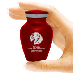 Keepsake Shorthaired Dachshund Pet Cremation Urn - Rose - Red