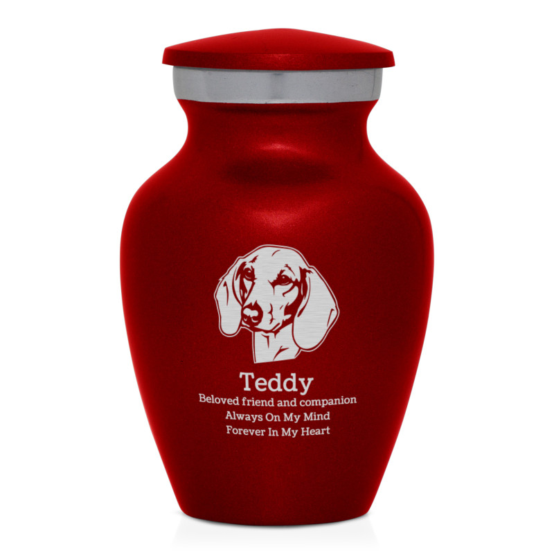 Keepsake Shorthaired Dachshund Pet Cremation Urn - Ruby Red