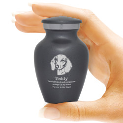 Keepsake Shorthaired Dachshund Pet Cremation Urn - Gunmetal Gray