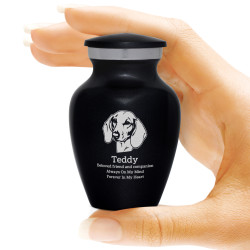 Keepsake Shorthaired Dachshund Pet Cremation Urn - Rose - Black