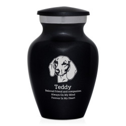 Keepsake Shorthaired Dachshund Pet Cremation Urn - Jet Black