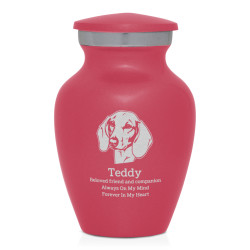 Keepsake Shorthaired Dachshund Pet Cremation Urn - Rose Pink