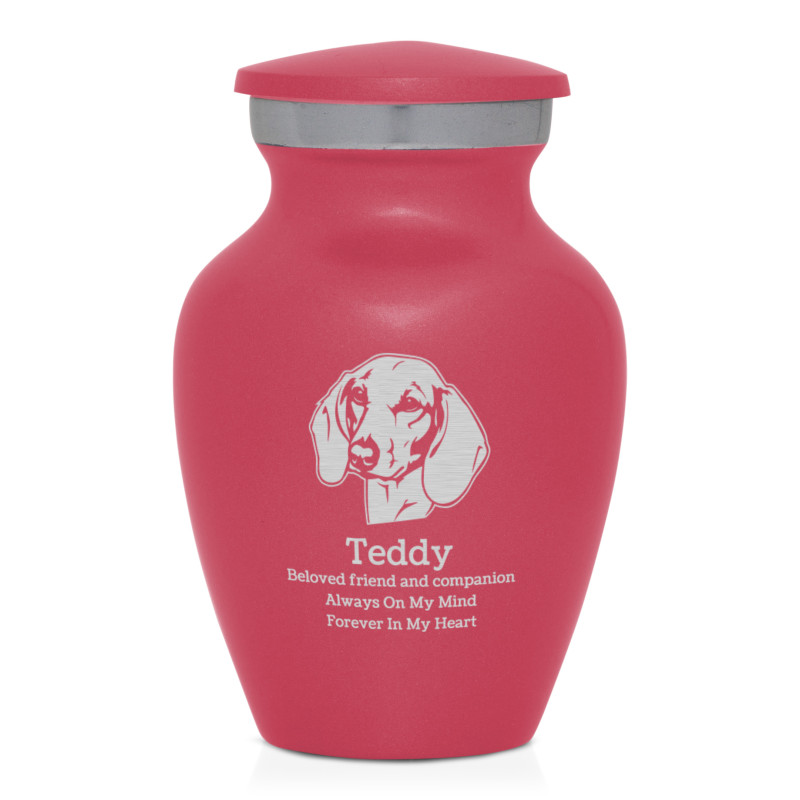 Keepsake Shorthaired Dachshund Pet Cremation Urn - Rose Pink