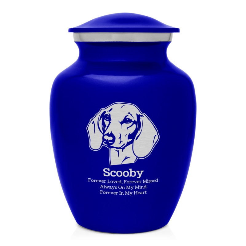 Small Shorthaired Dachshund Pet Cremation Urn - Midnight Blue
