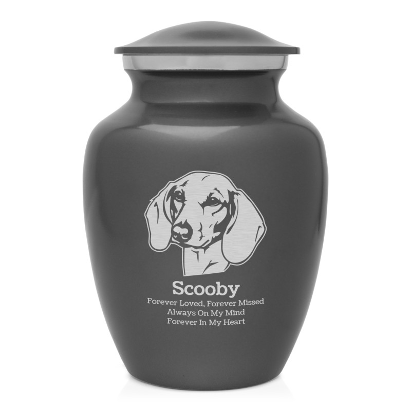 Small Shorthaired Dachshund Pet Cremation Urn - Gunmetal Gray