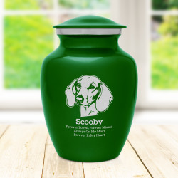 Small Shorthaired Dachshund Pet Cremation Urn - Shamrock Green