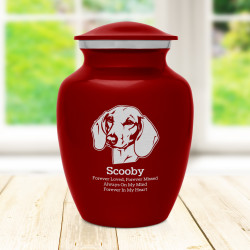 Small Shorthaired Dachshund Pet Cremation Urn - Ruby Red