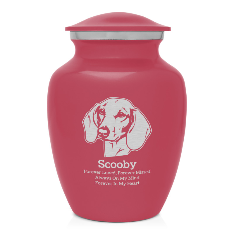 Small Shorthaired Dachshund Pet Cremation Urn - Rose Pink