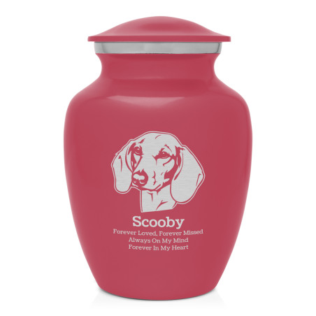 Small Shorthaired Daschund Pet Cremation Urn - Rose Pink