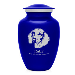 Large Shorthaired Dachshund Pet Cremation Urn - Purple Luster - Blue