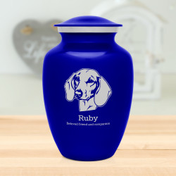 Large Shorthaired Dachshund Pet Cremation Urn - Midnight Blue