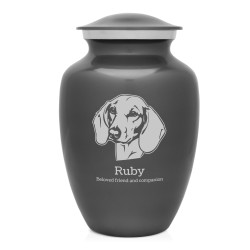 Large Shorthaired Dachshund Pet Cremation Urn - Purple Luster - Gray