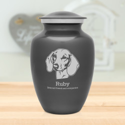 Large Shorthaired Dachshund Pet Cremation Urn - Gunmetal Gray