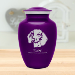 Large Shorthaired Dachshund Pet Cremation Urn - Purple Luster