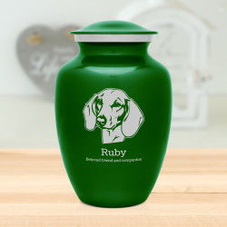 Large Shorthaired Dachshund Pet Cremation Urn - Shamrock Green