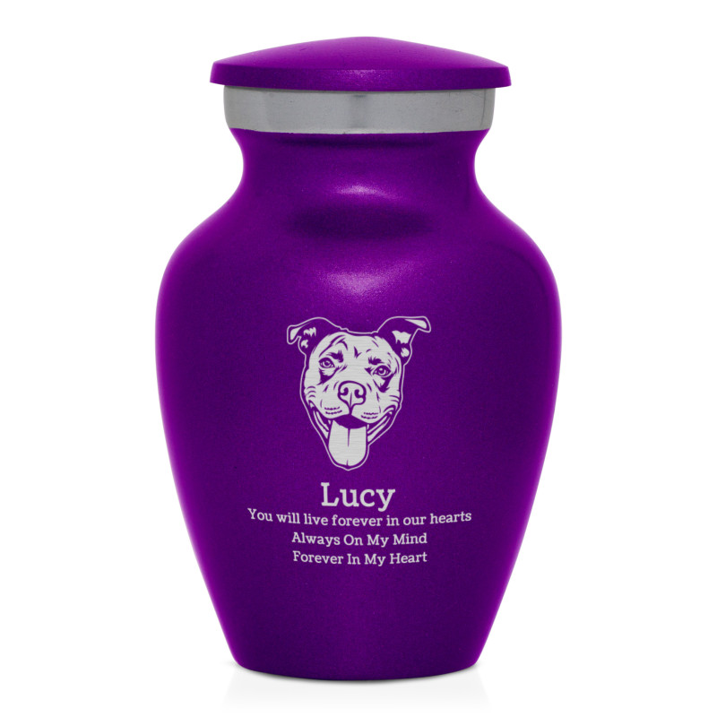 Keepsake Pitbull Pet Cremation Urn - Purple Luster