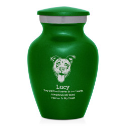Keepsake Pitbull Pet Cremation Urn - Shamrock Green